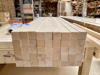Bán Thanh gỗ thông vuông 5cm x 5cm x dài 1m2 + láng mịn 4 mặt ms57