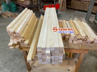 Thanh gỗ thông vuông 3cm x 3cm x bào láng 4 mặt + cắt theo kích thước yêu cầu