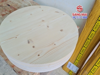 Mặt bàn tròn đường kính 60cm x dày 3cm – Tấm gỗ thông tự nhiên ghép