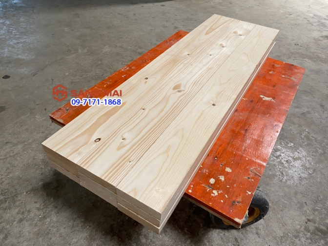 Thanh gỗ thông dày 3cm x 10cm x dài 120cm + láng mịn 4 mặt