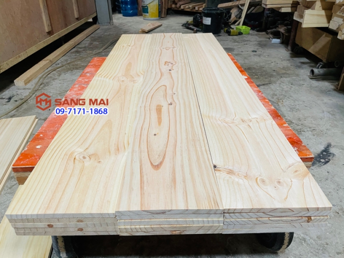 Tấm gỗ thông mặt rộng 17cm x dày 1cm x dài 130cm + láng nhẵn mịn 4 mặt