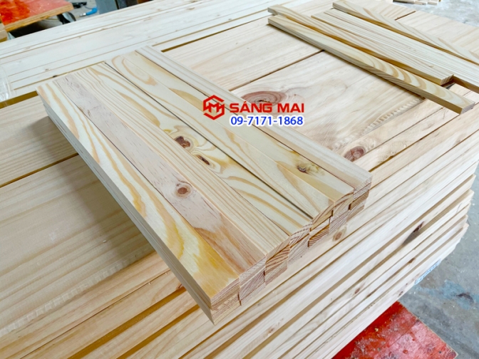 Thanh gỗ thông dày 1cm x 3cm x dài 50cm + láng mịn 4 mặt