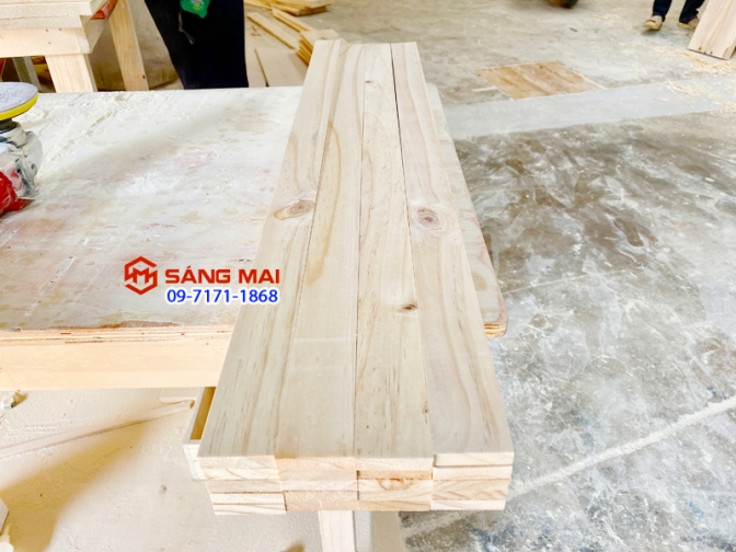 Thanh gỗ thông dày 1cm x 4cm x dài 50cm + láng mịn 4 mặt