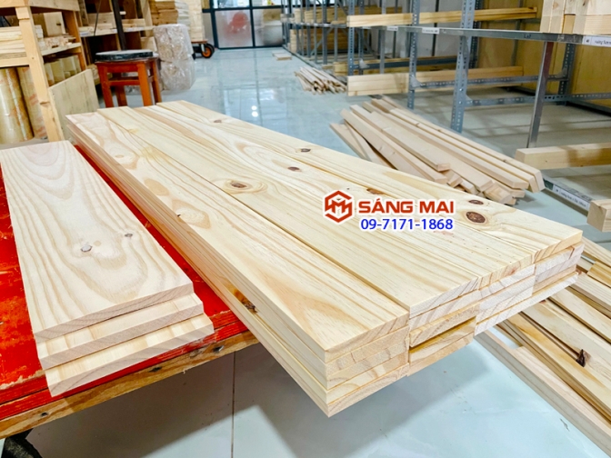 Tấm gỗ thông dày 1,2cm x mặt rộng 10cm x dài 120cm + láng mịn 4 mặt