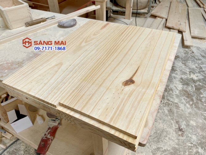 Tấm gỗ thông mặt rộng 20cm x dày 1cm x dài 50cm + láng nhẵn mịn 4 mặt