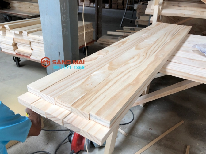 Thanh gỗ thông 2cm x 5cm x bào láng 4 mặt + cắt theo kích thước yêu cầu