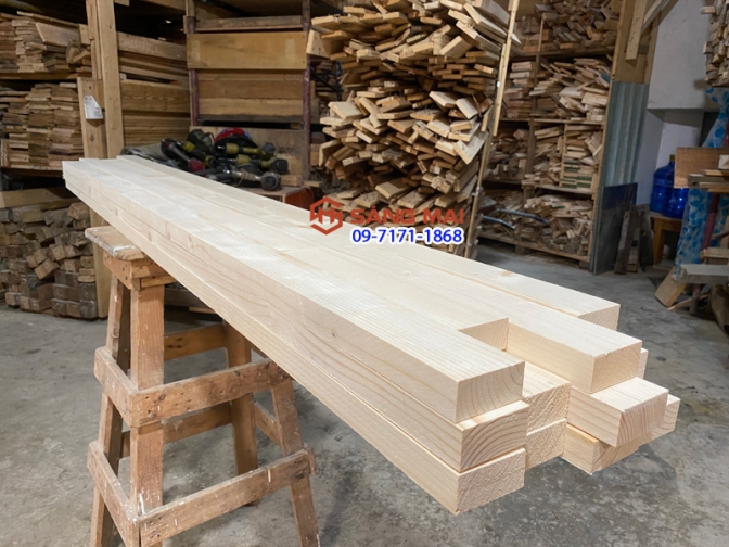 Thanh gỗ thông 3cm x 6cm x bào láng 4 mặt + cắt theo yêu cầu