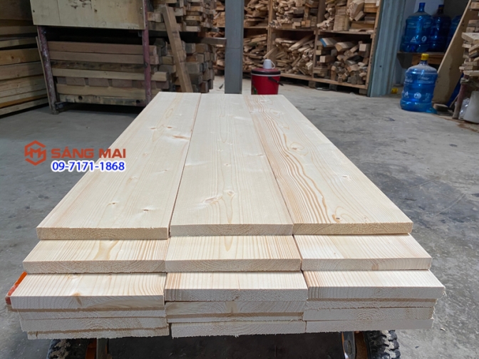 Tấm gỗ thông mặt rộng 18cm x dày 2cm x bào láng 4 mặt + cắt theo yêu cầu
