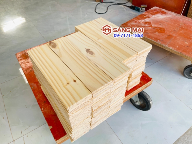 Tấm gỗ thông mặt rộng 10cm x dày 1cm x dài 30cm + láng mịn 4 mặt