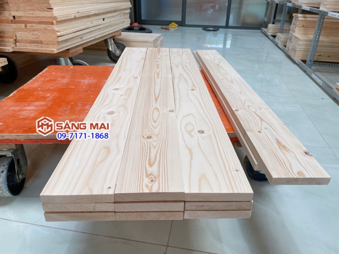 Tấm gỗ thông mặt rộng 12cm x dày 2cm x láng mịn 4 mặt + cắt theo yêu cầu