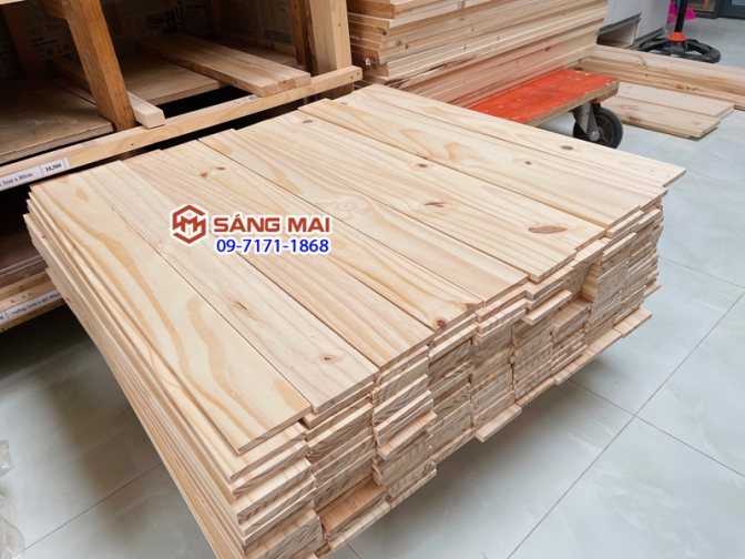 Tấm gỗ thông mặt rộng 10cm x dày 1cm x dài 80cm + láng mịn 4 mặt