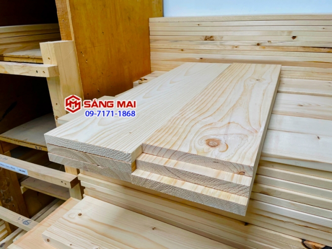 Tấm gỗ thông mặt rộng 20cm x dày 2cm x dài 50cm + láng nhẵn mịn 4 mặt
