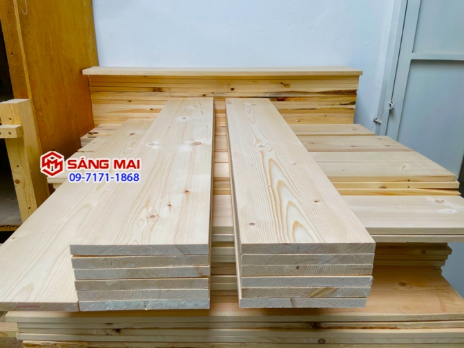 Tấm gỗ thông mặt rộng 20cm x dày 2cm x bào láng 4 mặt + cắt theo yêu cầu