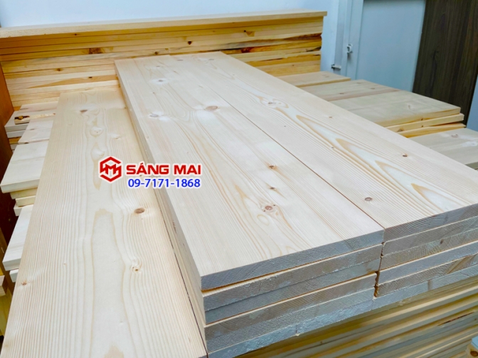 Tấm gỗ thông mặt rộng 24cm x dày 2cm x bào láng 4 mặt + cắt theo yêu cầu
