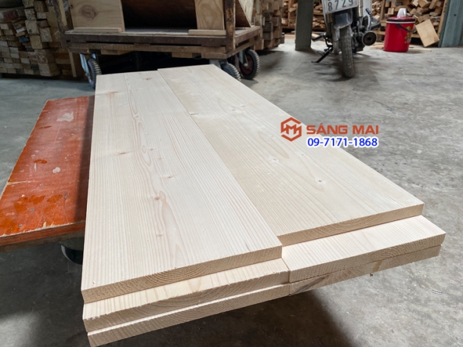 Tấm gỗ thông mặt rộng 24cm x dày 2cm x bào láng 4 mặt + cắt theo yêu cầu