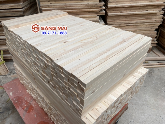 Thanh gỗ thông vuông 2cm x 2cm x dài 50cm + láng mịn 4 mặt