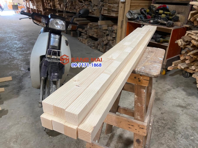 Thanh gỗ thông vuông 3cm x 3cm x bào láng 4 mặt + cắt theo yêu cầu