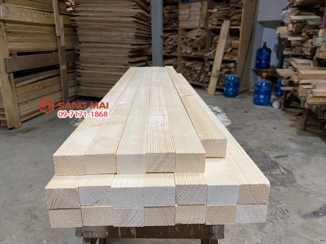 Thanh gỗ thông 3cm x 4cm x bào láng 4 mặt + cắt theo yêu cầu