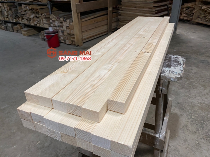 Thanh gỗ thông 3cm x 4cm x bào láng 4 mặt + cắt theo yêu cầu