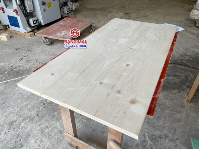 Mặt bàn gỗ thông 120cm x 60cm x dày 2cm – gỗ thông tự nhiên ghép tấm