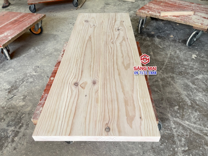 Mặt bàn gỗ thông: Dài 120cm x mặt rộng 60cm x dày 5cm - Gỗ thông tự nhiên ghép