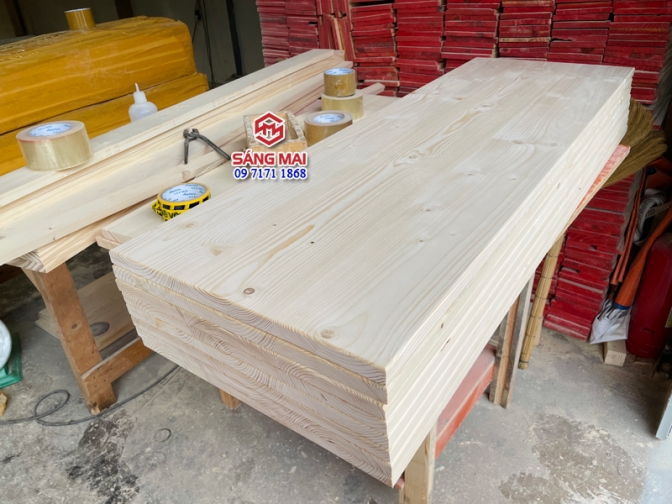 Mặt bàn gỗ thông rộng 40cm x dày 2cm x dài 120cm – gỗ thông tự nhiên ghép tấm