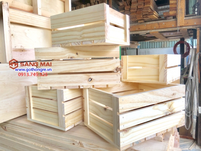 Thùng gỗ pallet đa năng – size 40cm x 30cm x 20cm